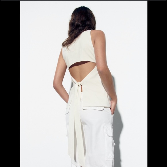 Zara Linen Blend Halter Top - Picture 2 of 5